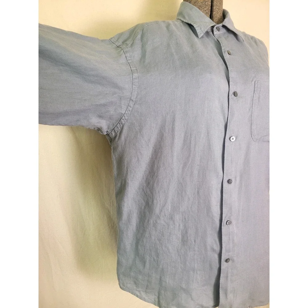Vintage‎ Men's Banana Republic Irish Linen Button Up Long Sleeve Grey M Casual